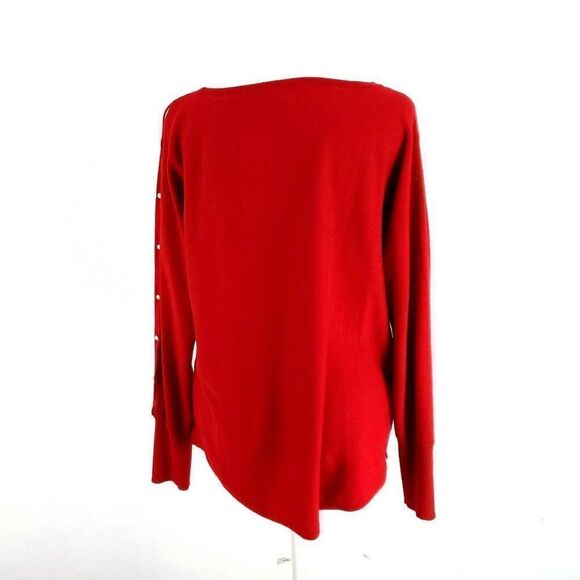 Adrienne Vittadini Red Sweater Medium Rayon Polyester Long Sleeve Round Neck - Picture 4 of 7